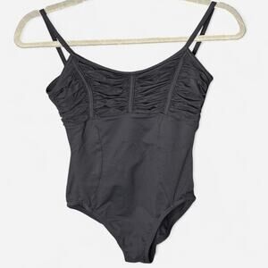 Bloch Mirella Camisole Dance Leotard Black Ruched Sweetheart Bust Size M
